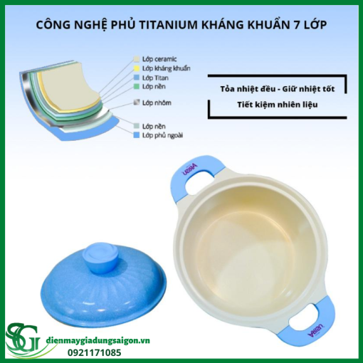 Noi khang khuan phu titanium 7 lop Happy Home Pro mau xanh duong size 20cm 10