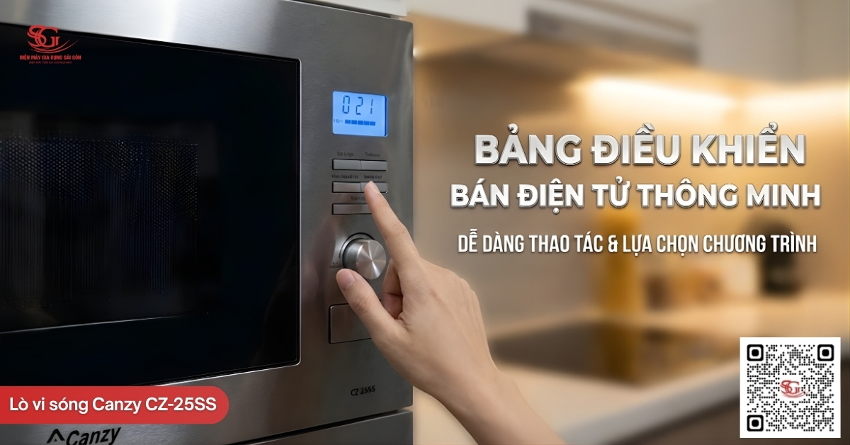 Bảng điều khiển bán điện tử thông minh, dễ thao tác của lò vi sóng Canzy CZ-25SS