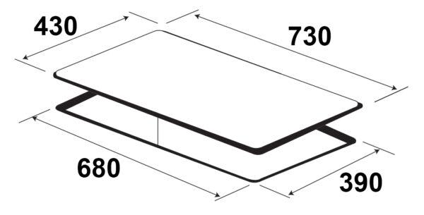 kich thuoc bep tu kaff kf fl808ii 600x305 1 - BẾP TỪ ĐÔI KAFF FL-808II