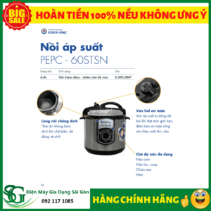 Ban sao cua Tiger MCY K050 10 1 - NỒI ÁP SUẤT KOREAKING PEPC-60STSN - HÀNG CHÍNH HÃNG