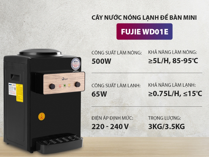 Tổng quan cây nước nóng lạnh để bàn mini FujiE WD01E