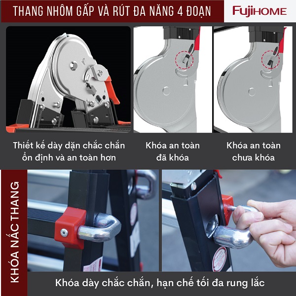 10 2 - Thang nhôm gấp và rút đa năng 4 đoạn FUJIHOME ML45B (Black)