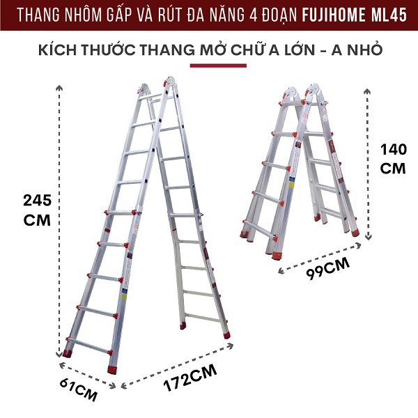 10 3 - Thang nhôm gấp và rút đa năng 4 đoạn FUJIHOME ML45