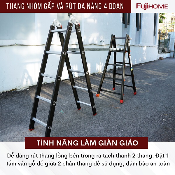 6 1 2 - Thang nhôm gấp và rút đa năng 4 đoạn FUJIHOME ML45B (Black)