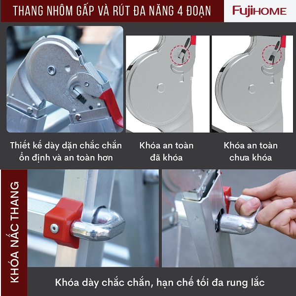 6 6 1 - Thang nhôm gấp và rút đa năng 4 đoạn FUJIHOME ML45