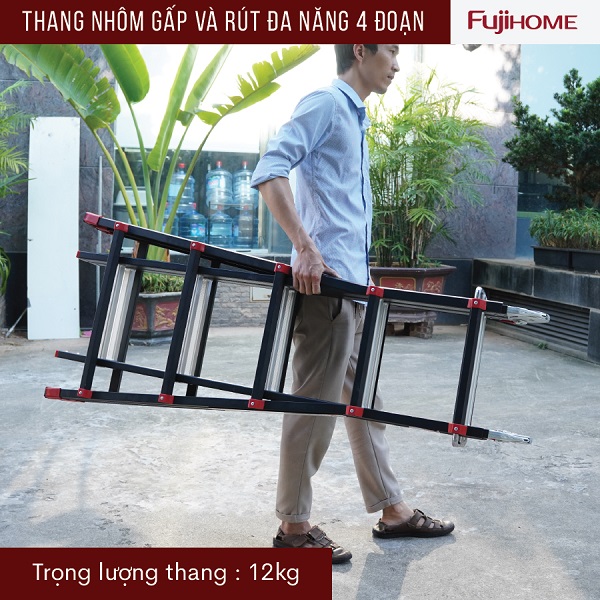 8 1 4 - Thang nhôm gấp và rút đa năng 4 đoạn FUJIHOME ML45B (Black)