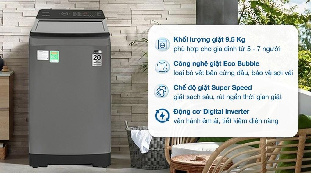 MÁY GIẶT SAMSUNG INVERTER 9.5 KG WA95CG4545BDSV - Ưu điểm