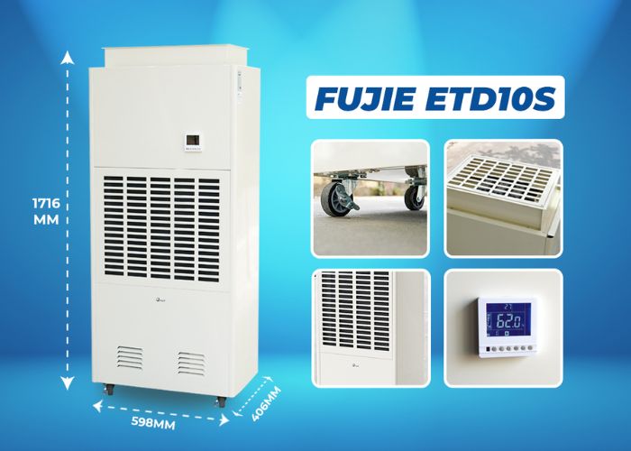 Máy hút ẩm Fujie ETD10s có bánh xe quay 360 độ