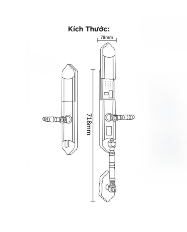 Khóa điện tử Hyundai HY-SLC8818 BRONZE-kích thước