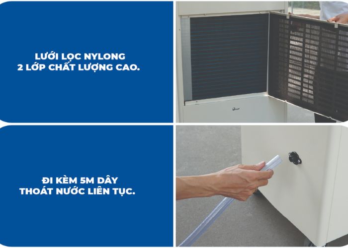 máy hút ẩm công nghiệp Fujie ETD10S thoát nước liên tục