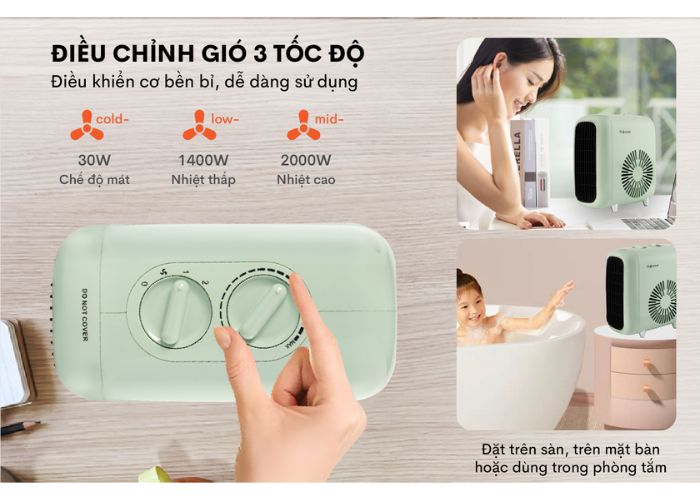 Có 3 tốc độ gió có thể điều chỉnh