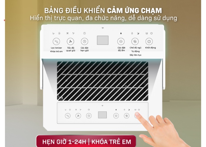 Có bảng điều khiển cảm ứng chạm