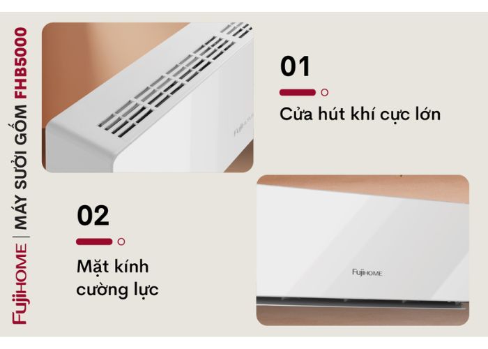 FUJIHOME FHW4000 có cửa hút khí lớn và mặt kính cường lực