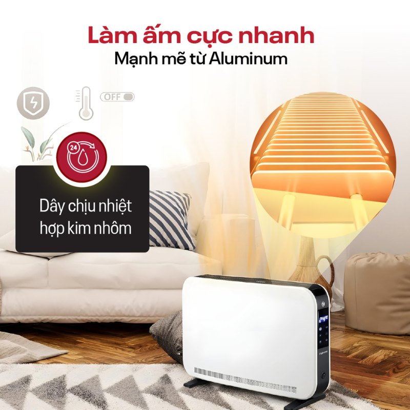 Máy sưởi đối lưu Fujihome CH7320 làm ấm cực nhanh