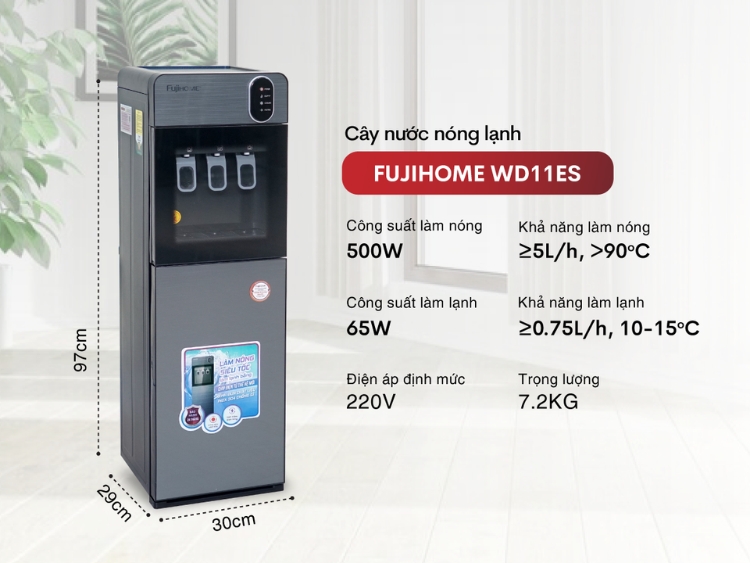 Cây nước nóng lạnh cao cấp Fujihome WD11ES thông số kỹ thuật