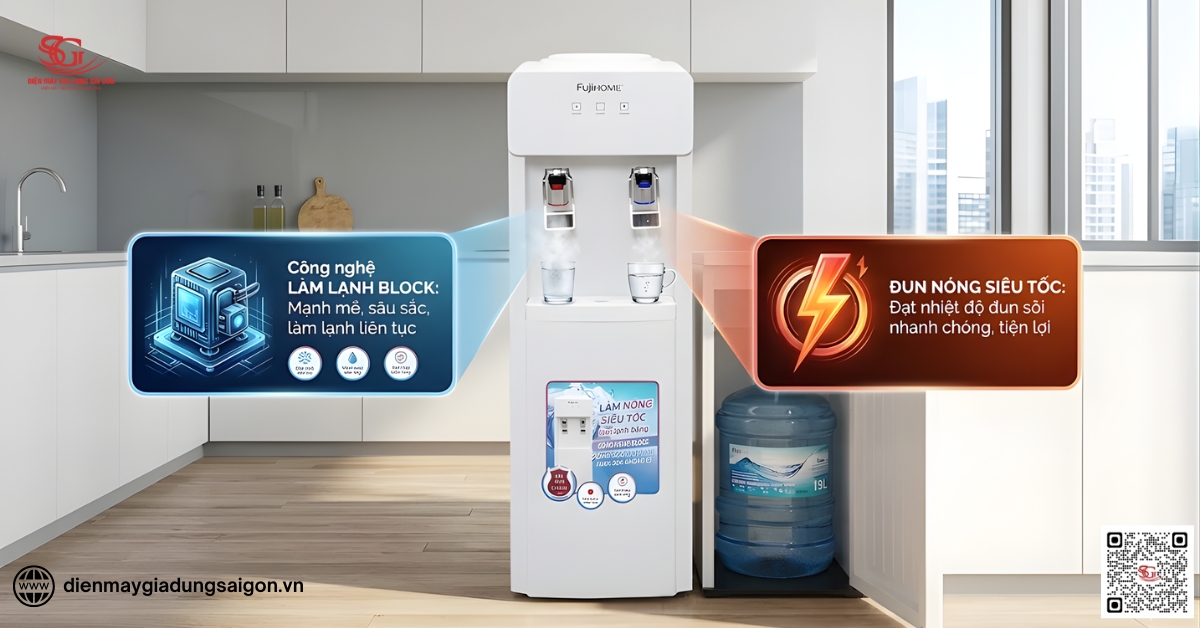 Công nghệ làm lạnh Block mạnh mẽ và đun nóng nhanh của Fujihome WD676C