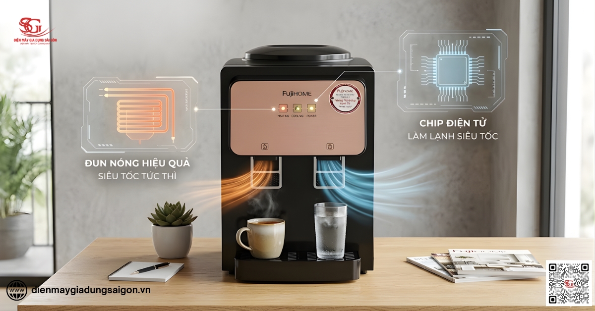 Công nghệ làm lạnh chip điện tử và đun nóng hiệu quả trên Fujihome WD03E