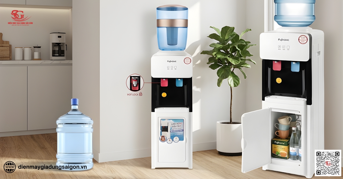 Fujihome WD2002E khóa vòi nước nóng và khang chứa đồ rộng rãi