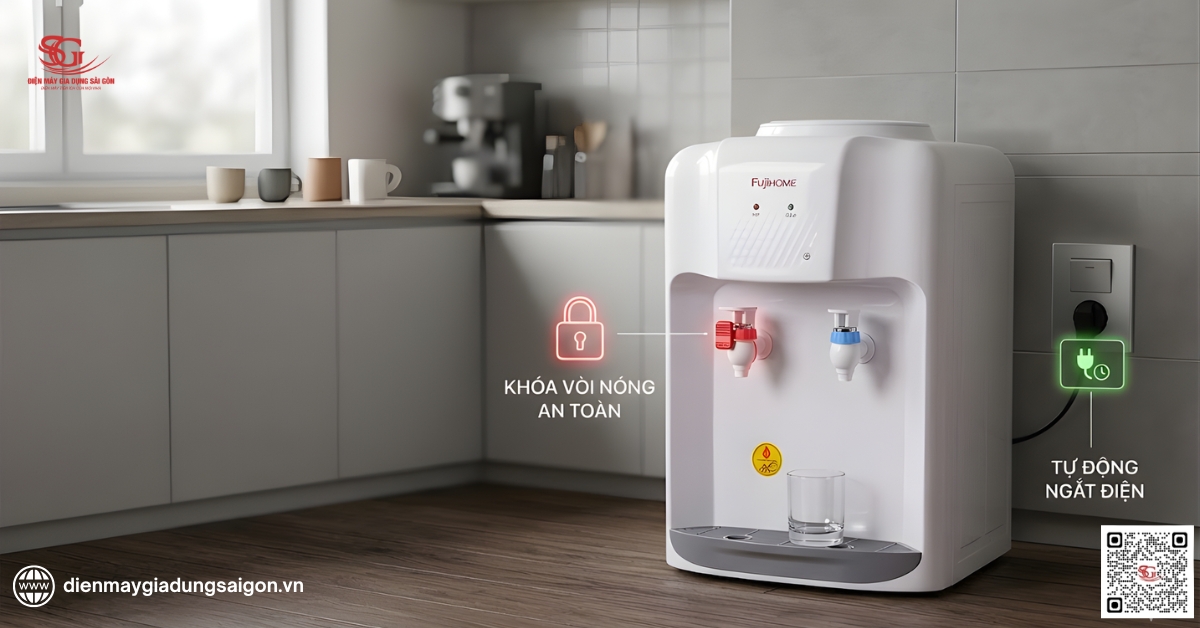 Fujihome WD5510E khóa vòi nước nóng và tự động ngắt điện