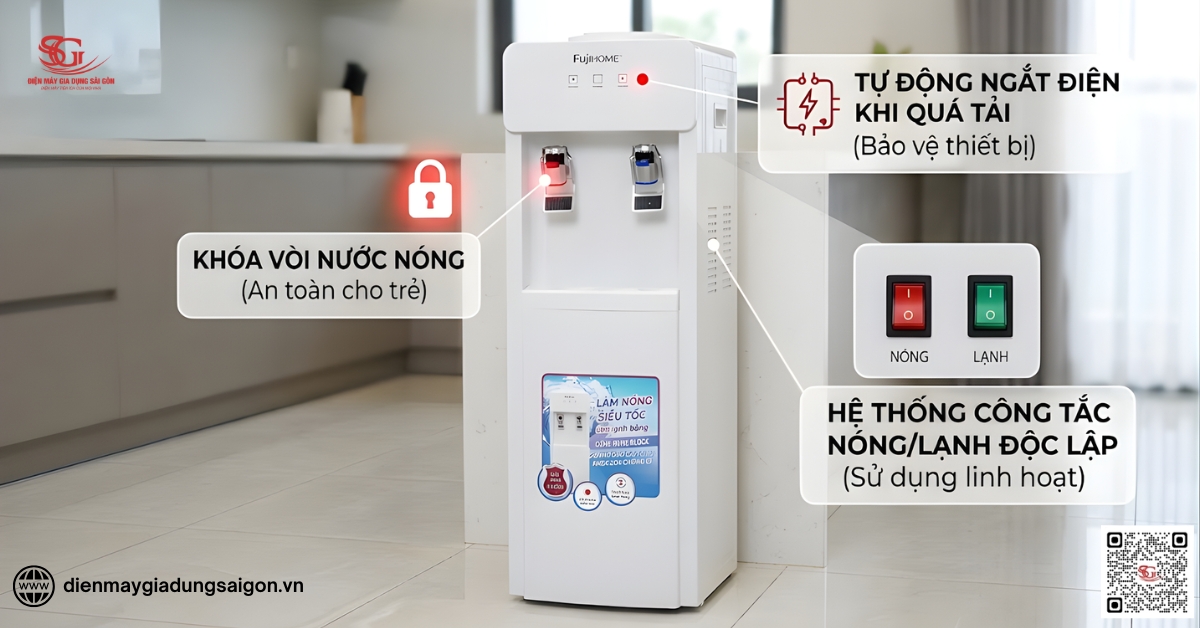 Fujihome WD676C trang bị đầy đủ các tính năng bảo vệ người dùng