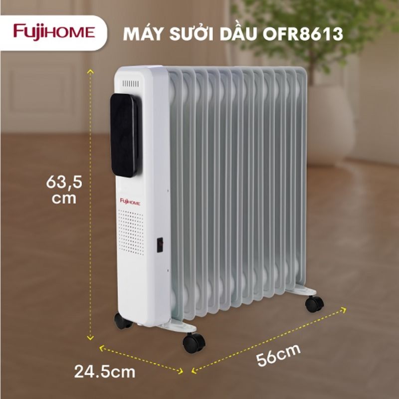 kích thước máy sưởi FUJIHOME OH8613