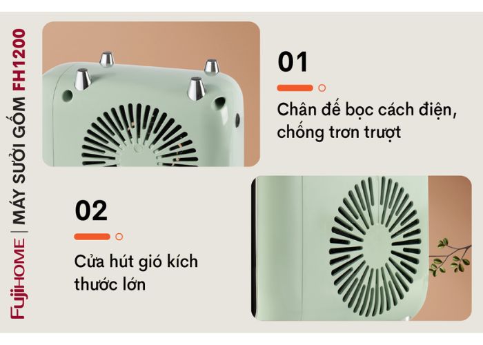 máy sưởi mini FUJIHOME FH1200 có chân đế cách điện