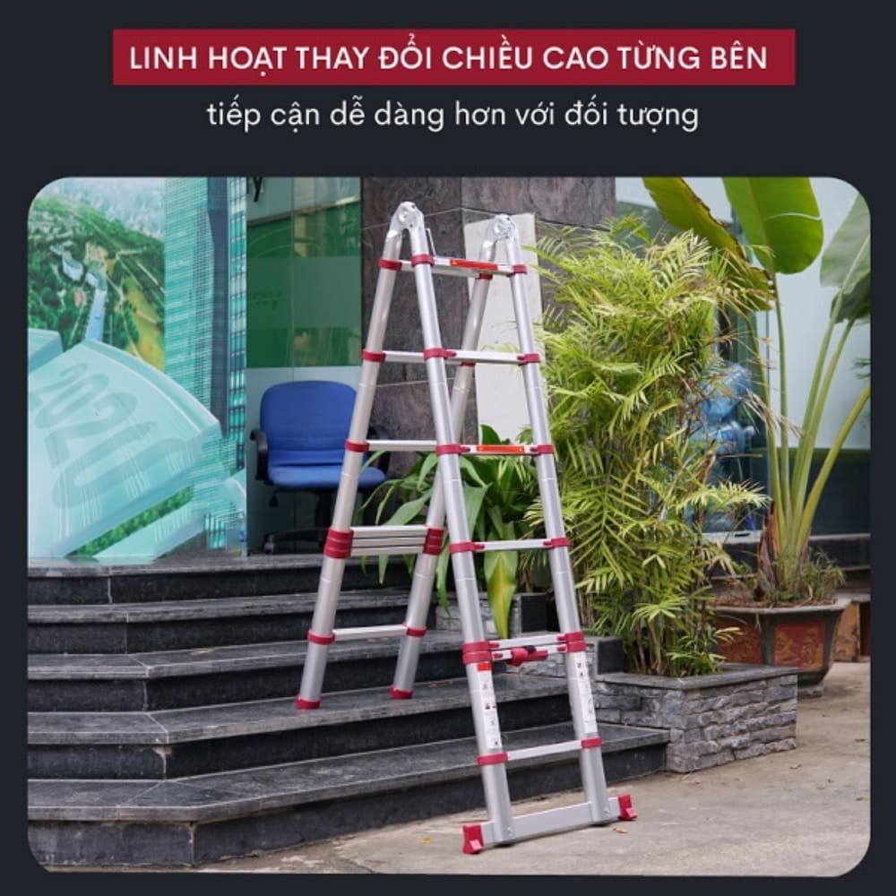 Thang nhôm rút gọn đơn Fujihome TLA07R chiều cao linh hoạt