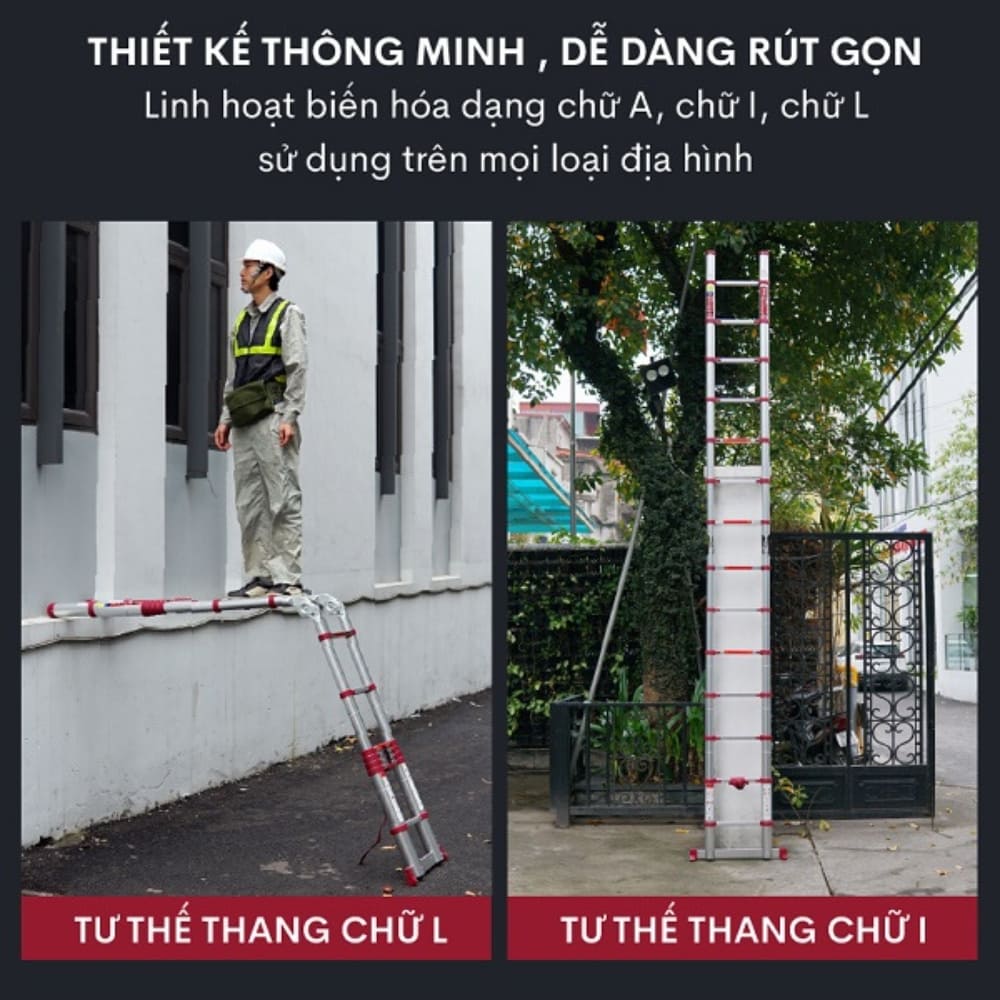 Thang nhôm rút gọn đơn Fujihome TLA07R thiết kế thông minh