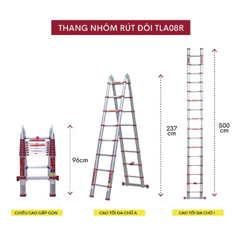 Kích thước của thang nhôm TLA08R