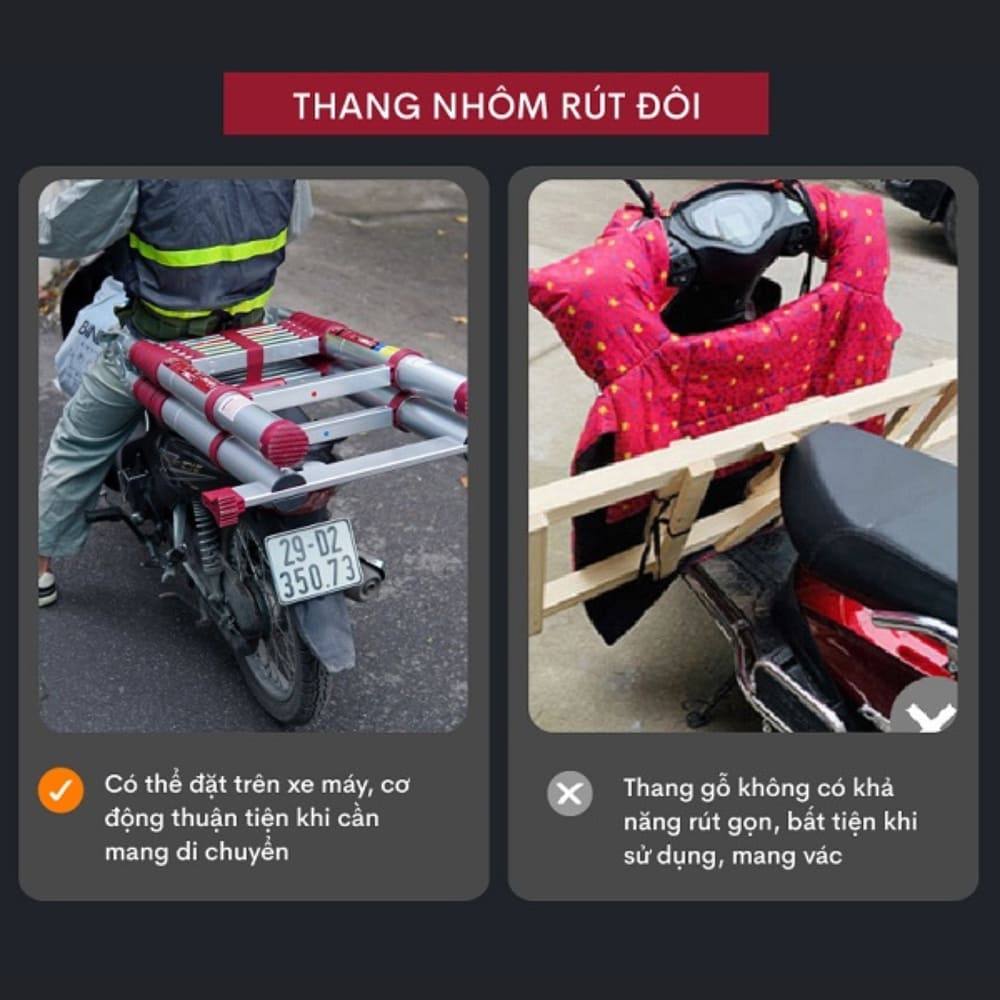 Thang nhôm rút gọn đơn Fujihome TLA08R dễ di chuyển