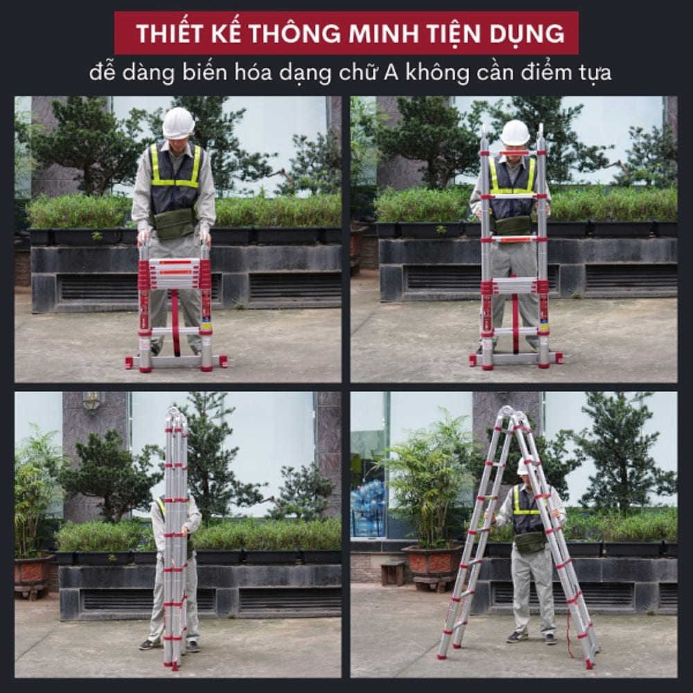 Thiết kế tiện dụng của thang nhôm rút gọn đơn Fujihome TLA08R