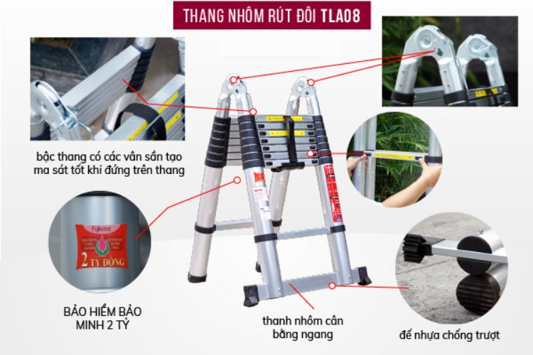 Thiết kế thông minh thang nhôm rút gọn FUJIHOME TLA08