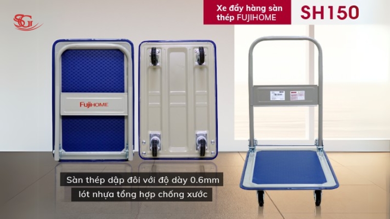 Xe đẩy hàng sàn thép 4 bánh FUJIHOME SH150