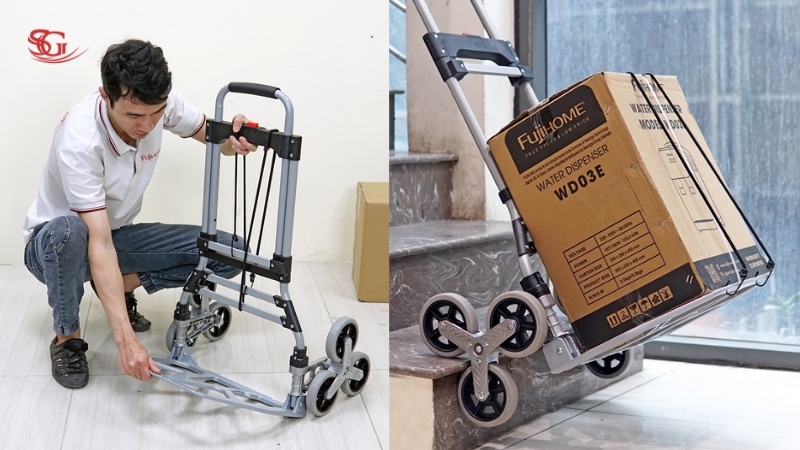 Xe kéo đẩy leo cầu thang 6 bánh rút gọn Fujihome CC-6120