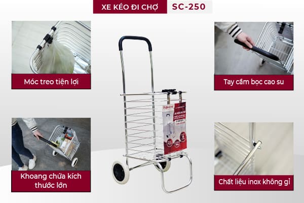 xe kéo đi chợ đa năng Fujihome SC-250 tiện lợi