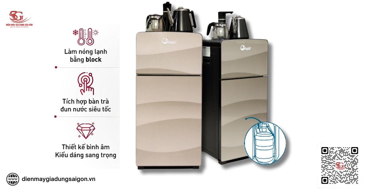 Cây nước nóng lạnh bàn trà, bình âm FujiE WD1170C