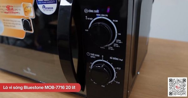 bảng điều khiển cơ với nút vặn đơn giản lò vi sóng có nướng Bluestone MOB-7716