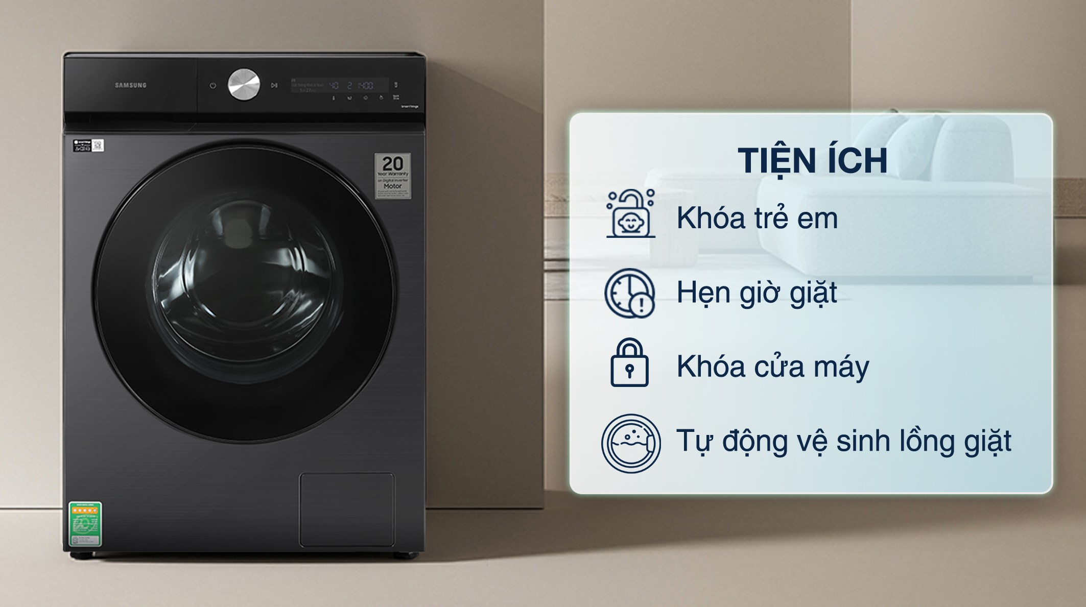 Máy giặt Samsung Inverter 12 kg WW12CB944DGBSV - Thiết kế