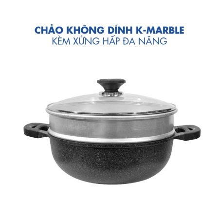 Chảo chống dính K-Marble kèm xửng hấp đa năng Korea King KW-32MSI