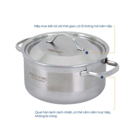 Nồi Inox 5 Lớp Đáy Liền Korea King KP-24S5PLY