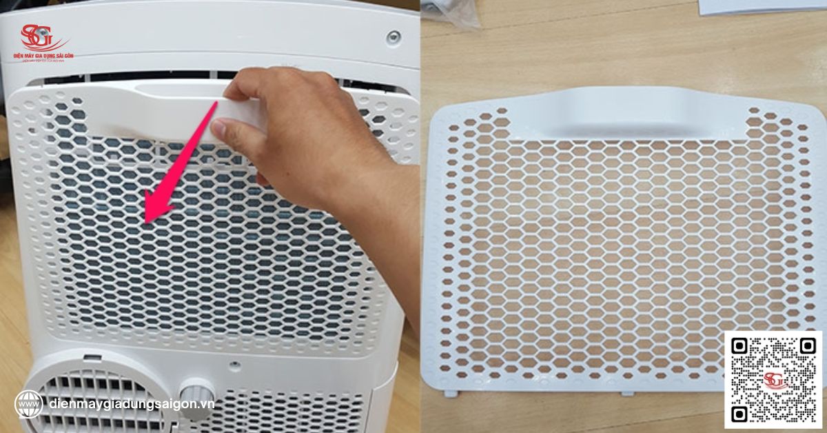 Vệ sinh lưới lọc không khí máy lạnh di động mini