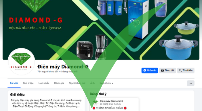 Fanpage đăng tin tức của Diamond G