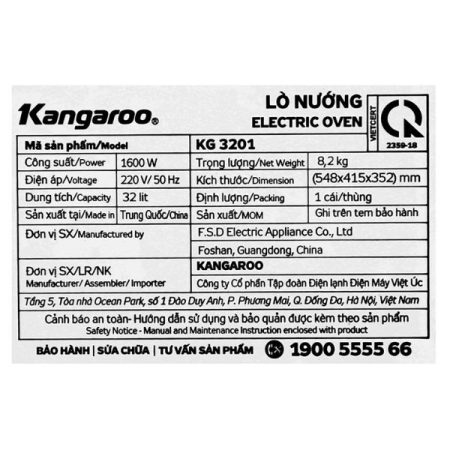 Lò nướng Kangaroo KG3201 32 lít_ĐMGDSG