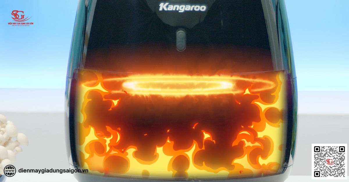 Công nghệ nguồn nhiệt kép nồi chiên không dầu Kangaroo