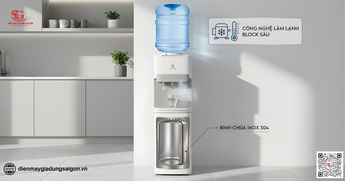 Electrolux EQALF01TXWV làm lạnh Block sâu và bình chứa Inox 304