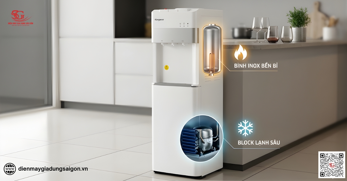 Kangaroo KG56A3 làm lạnh Block sâu và bình đun Inox