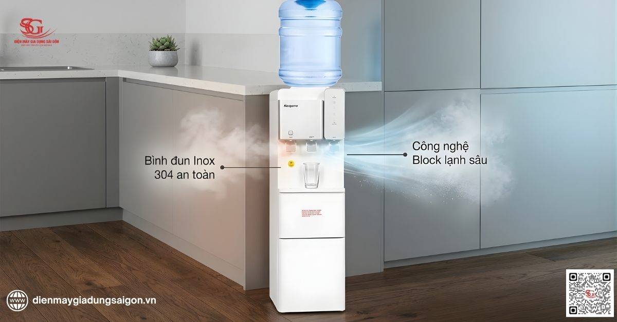 Kangaroo KG65A3 với công nghệ làm lạnh Block sâu và bình đun Inox