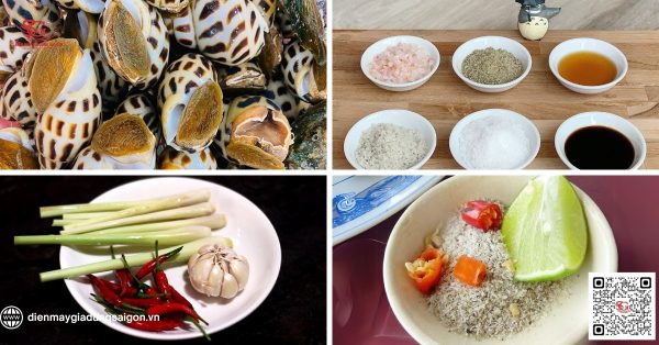 Nguyên liệu làm ốc hương nướng muối ớt
