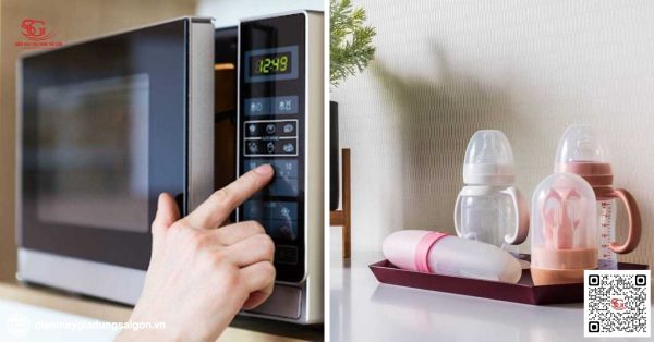 Bước 4: Khởi động lò và cài đặt thời gian hoàn tất việc tiệt trùng bình sữa bằng lò vi sóng