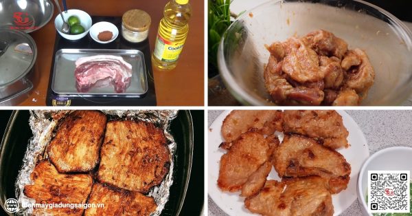 Thịt nạc vai nướng bằng nồi chiên không dầu ướp ngũ vị
